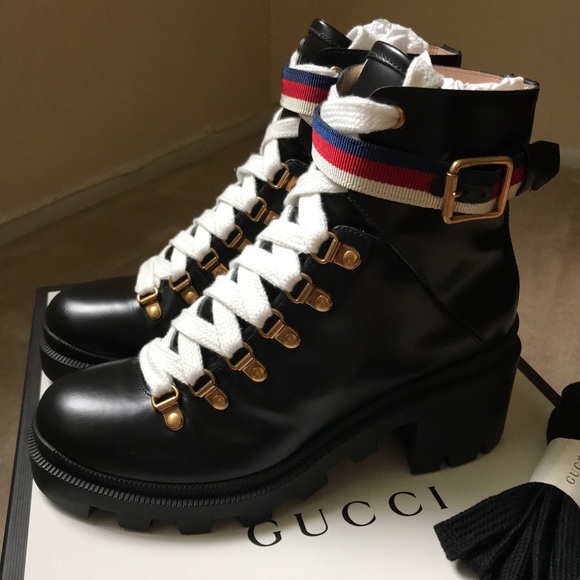 gucci leather combat boots
